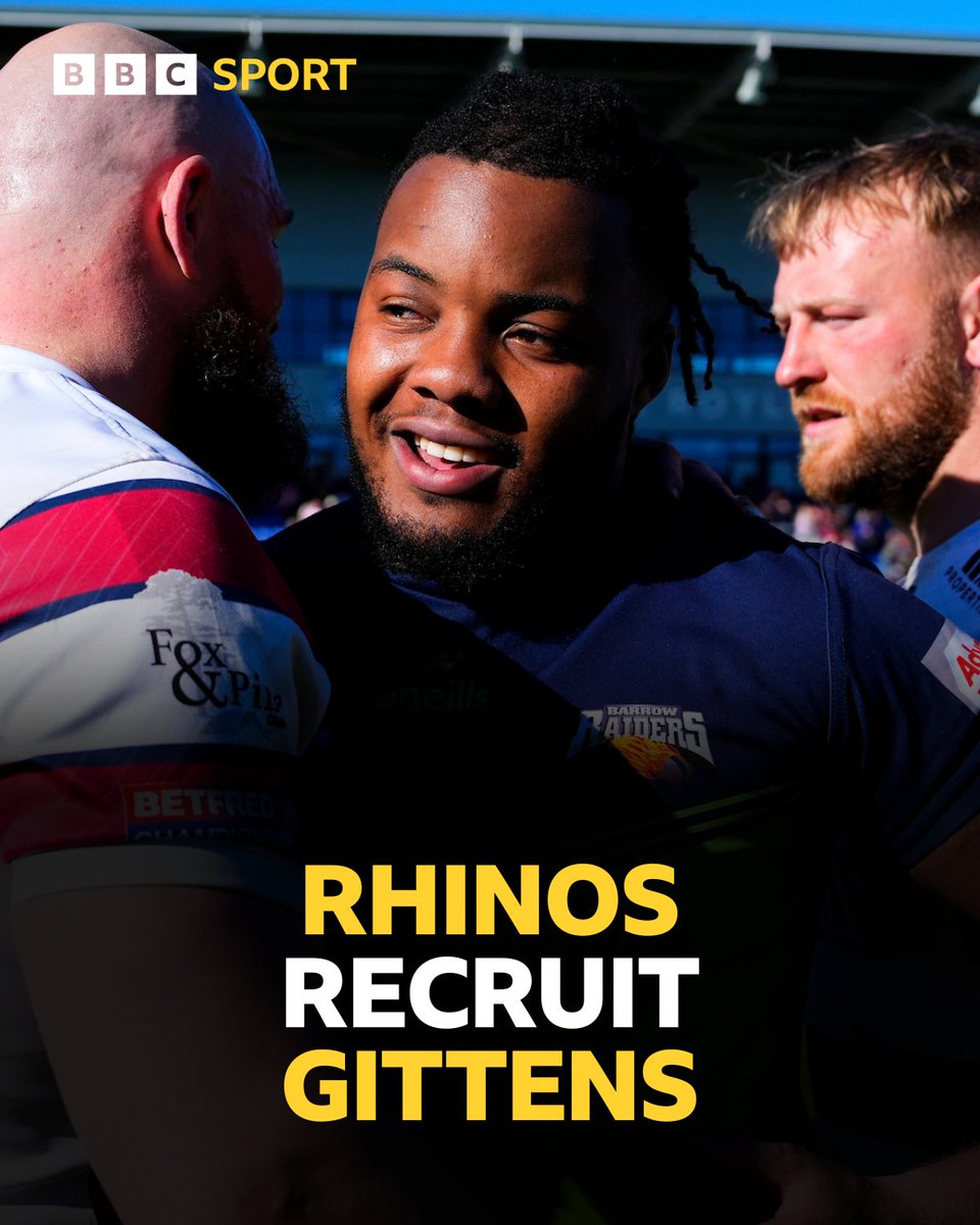 BBCWYS's tweet photo. 🚨 Rhinos recruit Gittens!

🏉 Leeds Rhinos announce signing of Jamaica international forward Delaine Gittens on one-year contract.

🏉 The 25-year-old trialled with Leigh ahead of 2026 season and made 16 appearances for Halifax on loan from Workington.

#leedsrhinos | #BBCRL https://t.co/L8rrM3KEqC