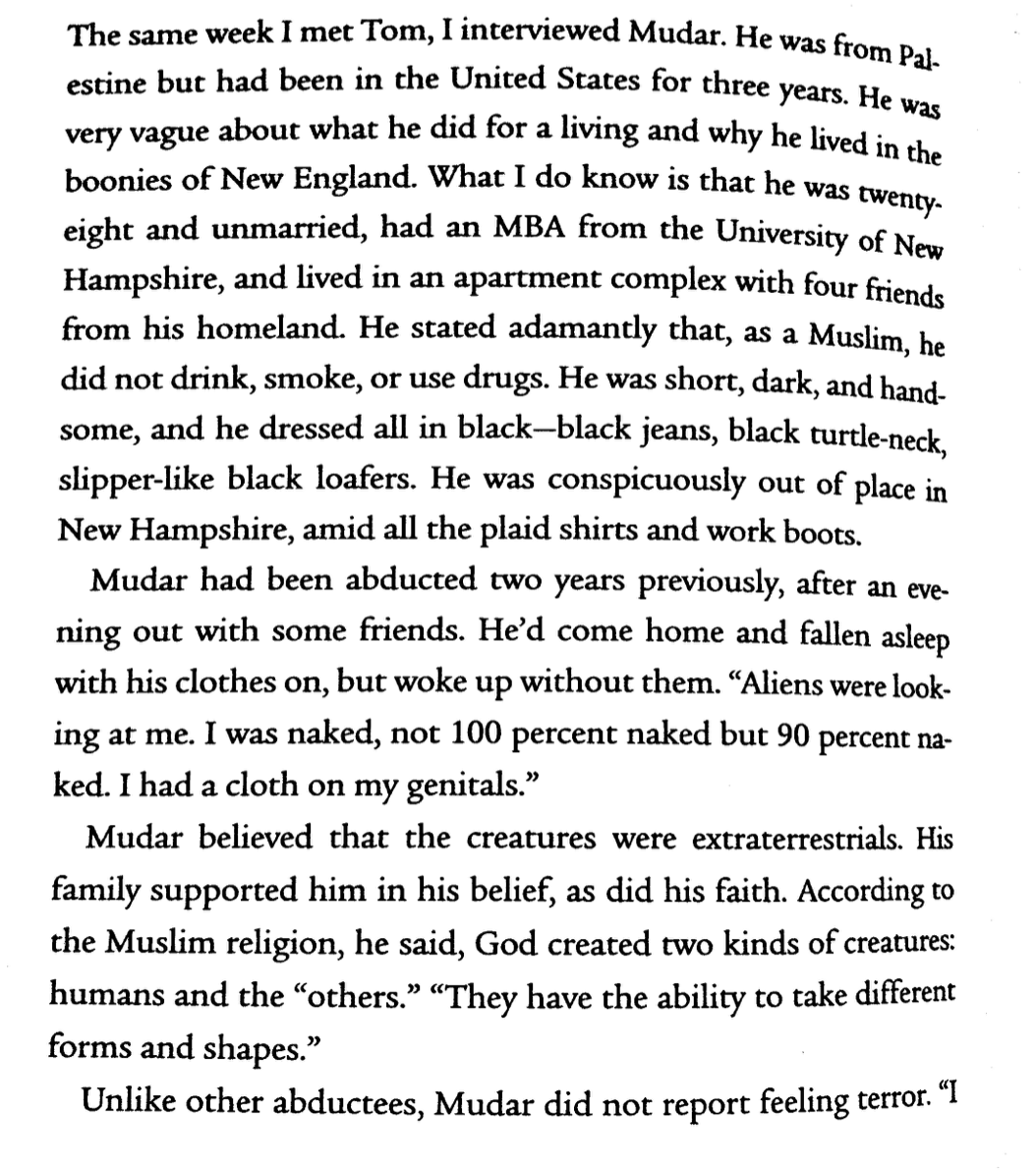 cmkosemen's tweet photo. Muslim 'abductee' is unfazed by his experience because he knows that the 'aliens' are Jinn. From "Abducted: How People Come to Believe They Were Kidnapped by Aliens" by Susan A. Clancy. https://t.co/TY21hWmYq8