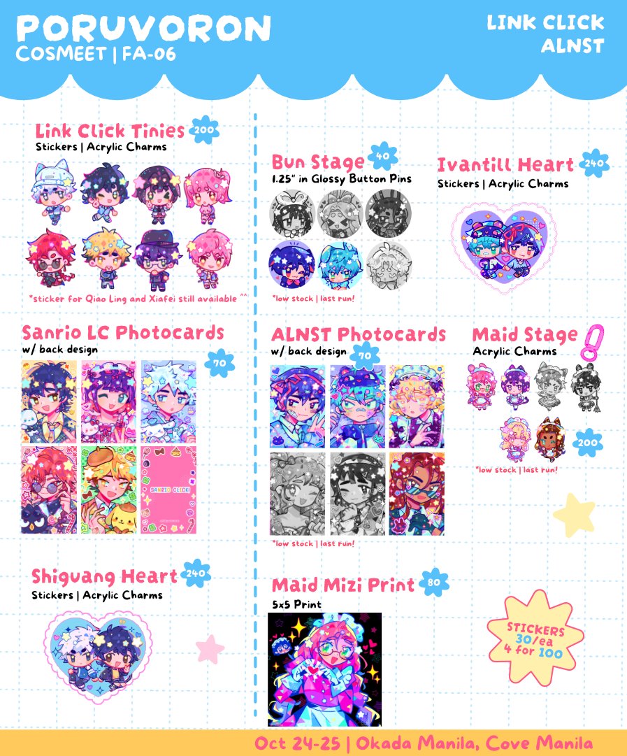 poruvoron's tweet photo. I'll be at Cosmeet this weekend ^^! my last con of the year wahh ^^ 

📌Table FA-06 | Cove Manila, Okada Manila 
🗓 Oct 24-25 (Free Entrance!)
✨Reservations 🆗

I'll bring my remaining stock from cosmania! 
#Cosmeet2026 #FanFairAtCosmeet2026 https://t.co/eBXjJZGxeK