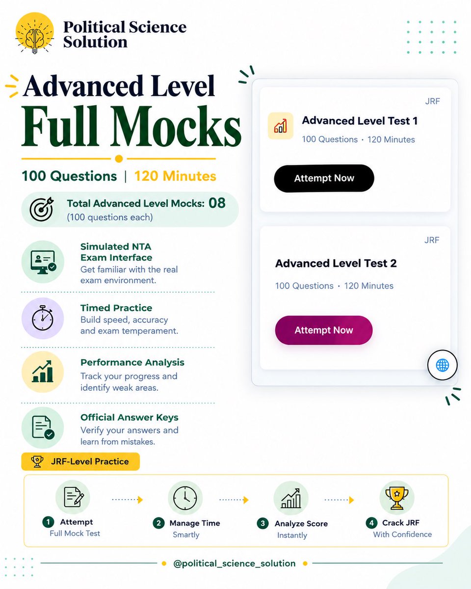 polsciencesol's tweet photo. Crack UGC NET/JRF on Your First Try, No More Guesswork! 📚

Your journey to JRF starts with the right preparation. 

JOIN NOW: https://t.co/JZc3Bk3GLa

Special Price: ₹499 only

#PoliticalScienceSolution #PSS #UGCNET #UGCNETJRF #PoliticalScience #JRFPreparation https://t.co/3nlj6KpeAn