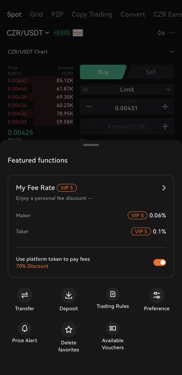 czrexchange's tweet photo. Your $CZR. More benefits. 🟠

Pay spot trading fees with $CZR and get a 70% discount on CZR Exchange.

Enable “Use platform token to pay fees” in your trading settings.

More utility and benefits are coming. Keep staking $CZR. 🚀

https://t.co/lSwIVQCiTe https://t.co/kYcOIZmxY9