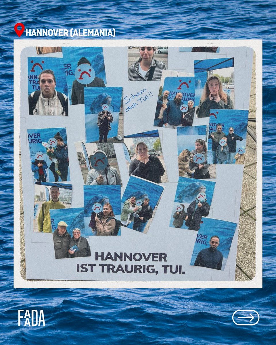 FAADAorg's tweet photo. 📢 Durante los últimos tres días, desde FAADA nos hemos unido a World Animal Protection UK y otras 19 organizaciones de protección animal en Hannover (Alemania) para exigir a Tui Group que deje de vender entradas a espectáculos con cetáceos en cautividad.

✊ Junto a la ciudadanía de Hannover, hemos alzado la voz frente a la sede de TUI para trasladar un mensaje claro: ¡el sufrimiento animal no debe ser un negocio!

📸 Durante la movilización, se entregaron más de 200 fotografías de personas de Hannover que se sumaron a esta petición, demostrando que cada vez somos más quienes rechazamos la explotación de cetáceos para el entretenimiento turístico.

🐋 Los cetáceos no son atracciones turísticas. Son animales salvajes con necesidades complejas que no pueden satisfacerse en un tanque.

💙 Desde FAADA seguiremos trabajando junto a otras entidades para conseguir que la industria turística deje de promover y beneficiarse de su cautiverio.

¡TUI, es hora de decir NO a los espectáculos con delfines, orcas y belugas!

#NoTanksTUI #SayNoToTheDolphinShow