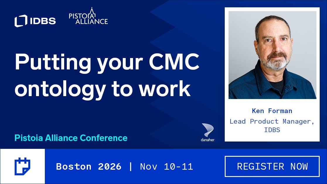 IDBSsoftware's tweet photo. We're counting down to the @PistoiaAlliance Boston Conference!

Don't miss Ken Forman, Lead Product Manager at IDBS, presenting: Putting Your CMC Ontology to Work, and meet the team at the IDBS booth. 

Visit the website for more: https://t.co/4fUPK6RUVb https://t.co/cxjAyVyRnm