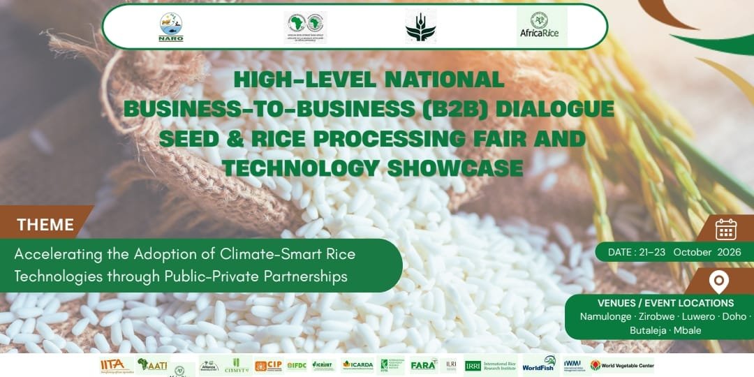 NARO_NaCRRI's tweet photo. #Happeningnow! #Business to #Business(B2B) #Dialogue: Seed and #Rice #Processing #Fair and #Technology Showcase.
Venue: @NARO_NaCRRI
@MAAIF_Uganda @narouganda
@AfricaRice @AfDB_Group @Taat_Africa @kilimoEAC
@SAA_africa https://t.co/FXRTl6xulJ