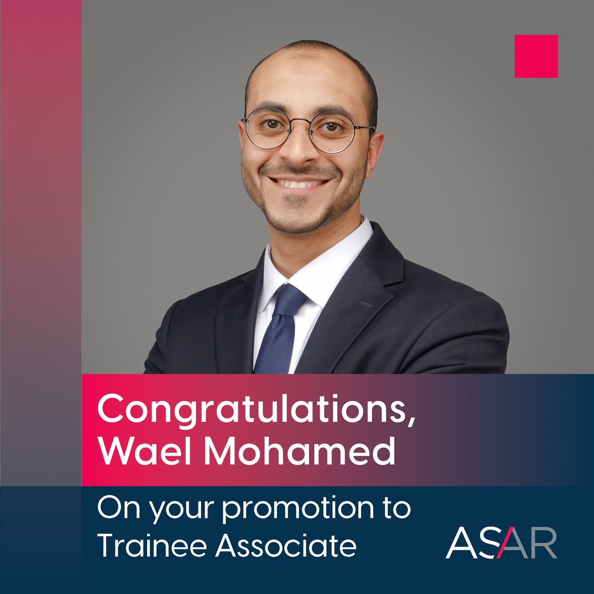asarlegal's tweet photo. A new chapter for Wael Mohamed at #ASAR.
Having joined our Kuwait office as a paralegal in 2019, Wael has been promoted to Trainee Associate and continues to develop his career with the firm.
Read more: https://t.co/BAOZJ4MQsx
#GoFurther #KuwaitLaw #LegalCareers https://t.co/2WkcB7iXzj