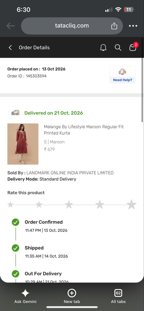 EshaniVerm's tweet photo. @TataCLiQ This is extremely disappointing! Your team has repeated the same issue again. I received a delivery confirmation SMS from XpressBees for my prepaid order, but I have NOT received my order. How can you mark an order as delivered when it hasn't even reached me? This is unacceptable, especially when I've already faced this issue before. I don't want another generic response or false assurance. I want an immediate investigation, proof of delivery, and a proper resolution. Please take responsibility and resolve this ASAP. @XpressBees_IN 

Marking an undelivered prepaid order as delivered is not a minor mistake. Customers should not have to repeatedly chase you for something they've already paid for.