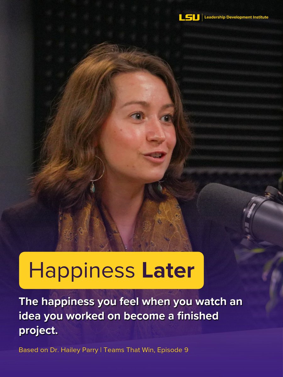 LSU_LDI's tweet photo. What kind of happiness keeps your team going? Dr. Hailey Parry explains two types on Episode 9 of Teams That Win.

🎧 https://t.co/suPagYkfCf

#Leadership #TeamsThatWin https://t.co/1DeMKUsL2W