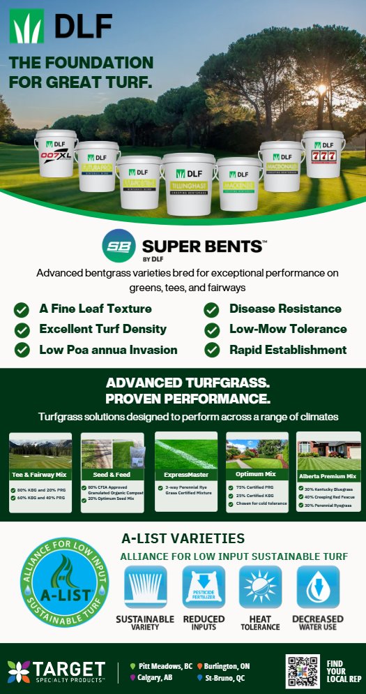 TargetSpecCan's tweet photo. Cut water, fertilizer, and pesticide inputs without sacrificing quality🌱💧 
DLF’s A-LIST® certified varieties offer high heat tolerance and proven performance. Find your local Target Specialty Products rep today! https://t.co/gGAa8ByASO