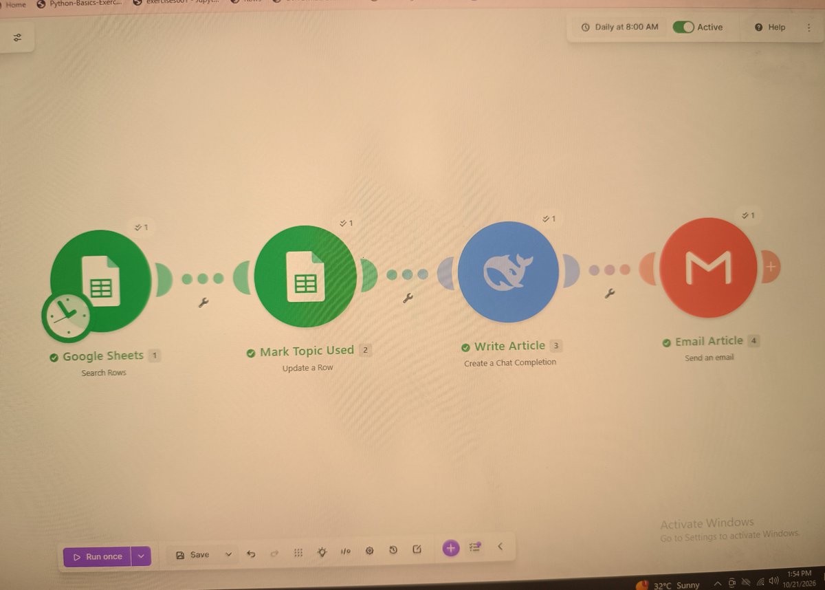 Ichie_3clans's tweet photo. Just Automated an entire writing process using @make_hq and @deepseek_ai 

The future looks bright and affordable AI makes a lot more difference than I would love to admit https://t.co/As2hDBHaVx