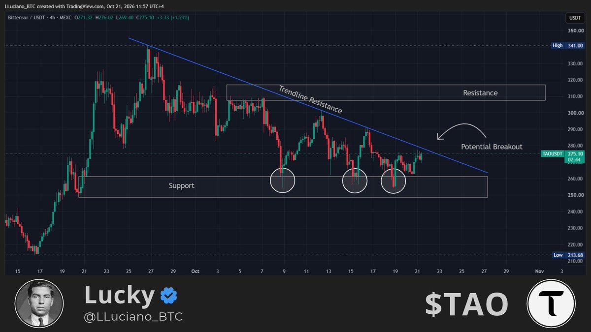 LLuciano_BTC's tweet photo. bittensor:native is at an interesting level. An important breakout might be around the corner. https://t.co/kTmtHGS6tE