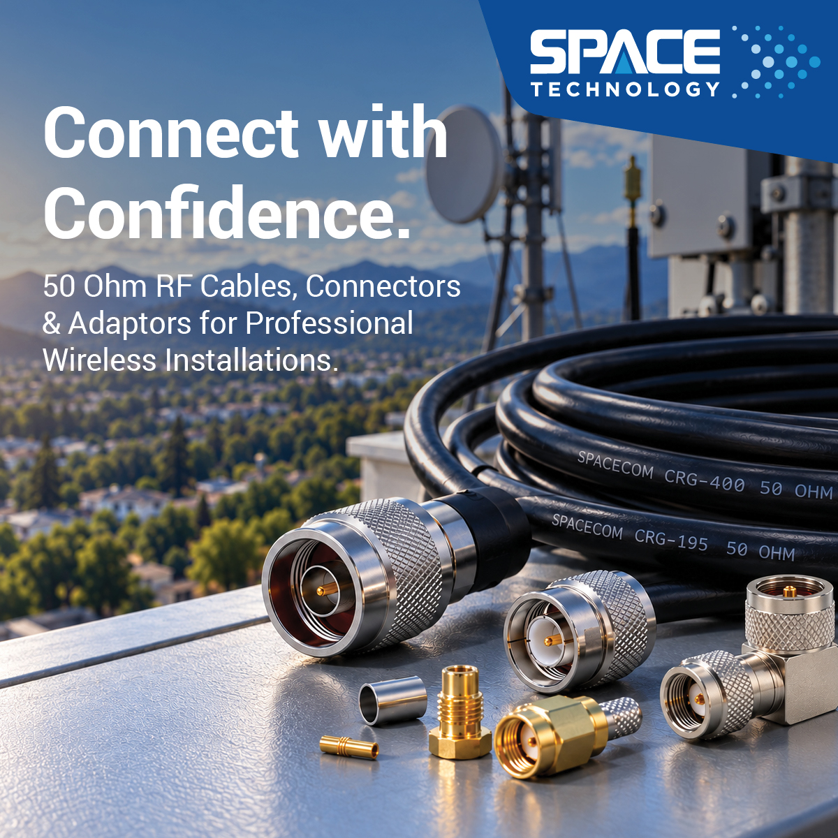 Space_Tele's tweet photo. 📡 Upgrade your signal with high-performance 50 Ohm RF Cables &amp; Connectors for reliable transmission and reduced interference.

Ideal for a range of RF applications, these components help keep your connections performing at their best.

Explore the range: https://t.co/lSSfnO23XU https://t.co/j65FjEaifh
