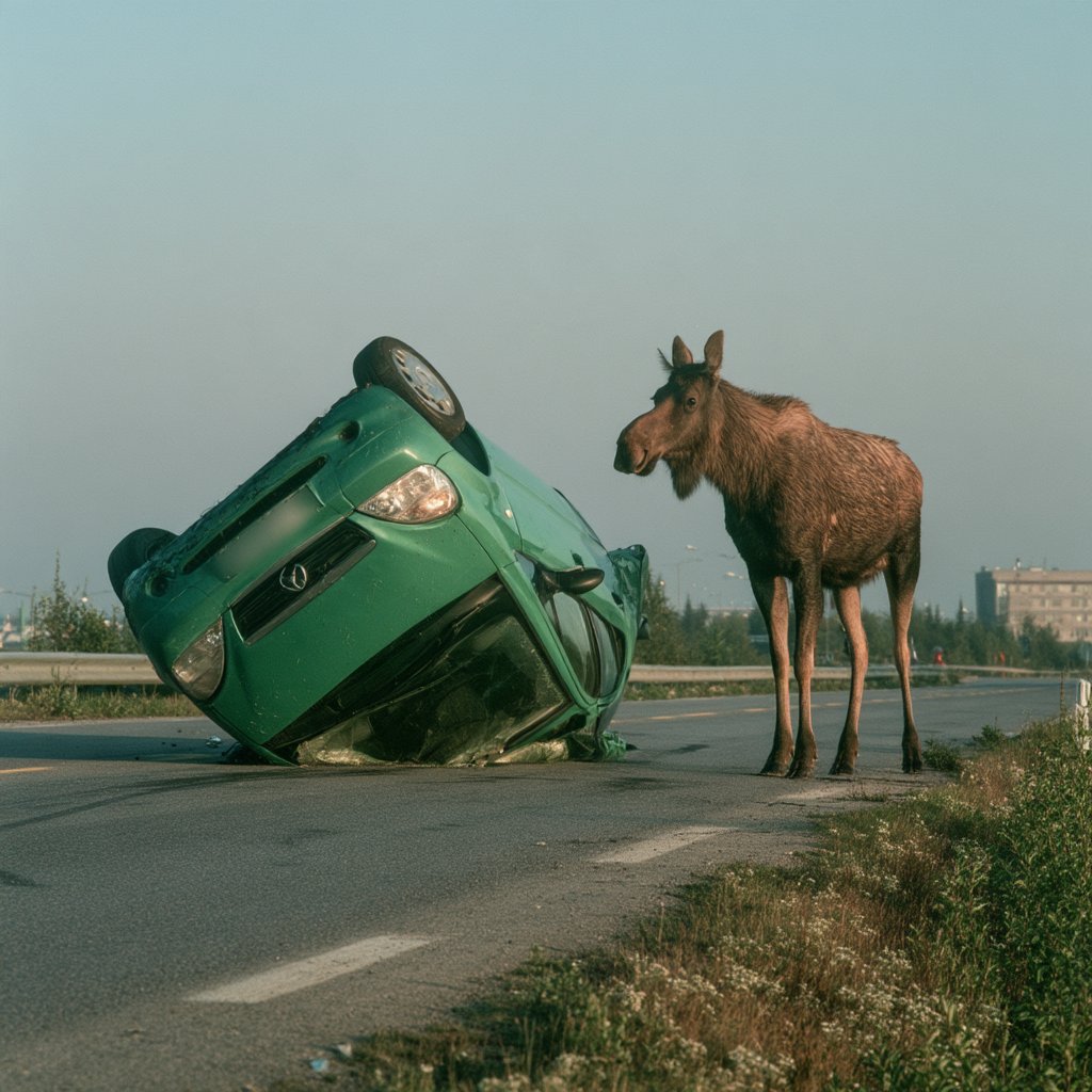 stagerbn's tweet photo. #AndiesemTag 1997 kippt die neue A-Klasse von Mercedes beim Elchtest um. Dies führt dazu, dass ESP erstmals in ein Auto außerhalb der Luxusklasse eingebaut wird - und seitdem jeder Deutsche das Wort Elchtest kennt. https://t.co/S2r48mp5UO