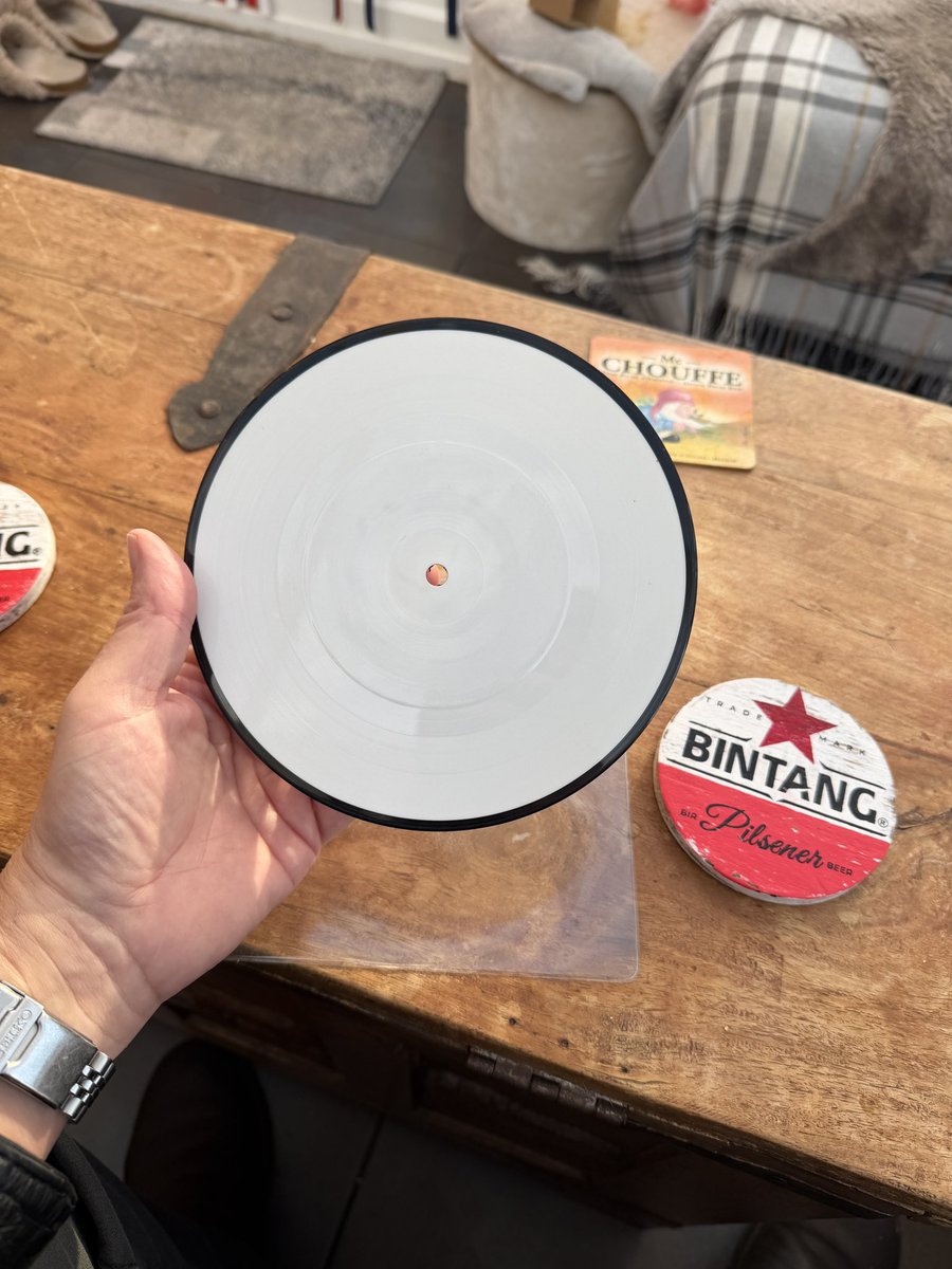 x9zero's tweet photo. Sometimes as a collector and keeper of the archives something turns up and blows your mind! Here we have a blank 7” picture disc of Care’s Whatever Possessed You, Yep that’s what I said there must have been going to be a picture disc but it was never released @MrPaulSimpson1 https://t.co/EK8WG2Sv1a