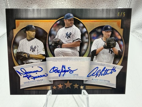 CardPromoter's tweet photo. 2022 Topps Five Star Triple On-Card Auto Rivera Clemens Pettitte #FST-RCP #4/5 — $0 bids, ends in 8h. Sitting at $674.99. Zero bids at this price is worth a look. View on eBay → https://t.co/2oEYWGcrcG #thehobby #ad https://t.co/gmp8lCpY5Q