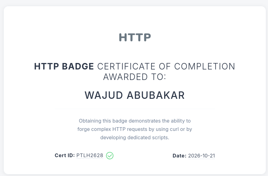 jundybaba's tweet photo. I just completed @Pentesterlab's HTTP Badge!!! 
lfg https://t.co/g2Gnlmwz8O