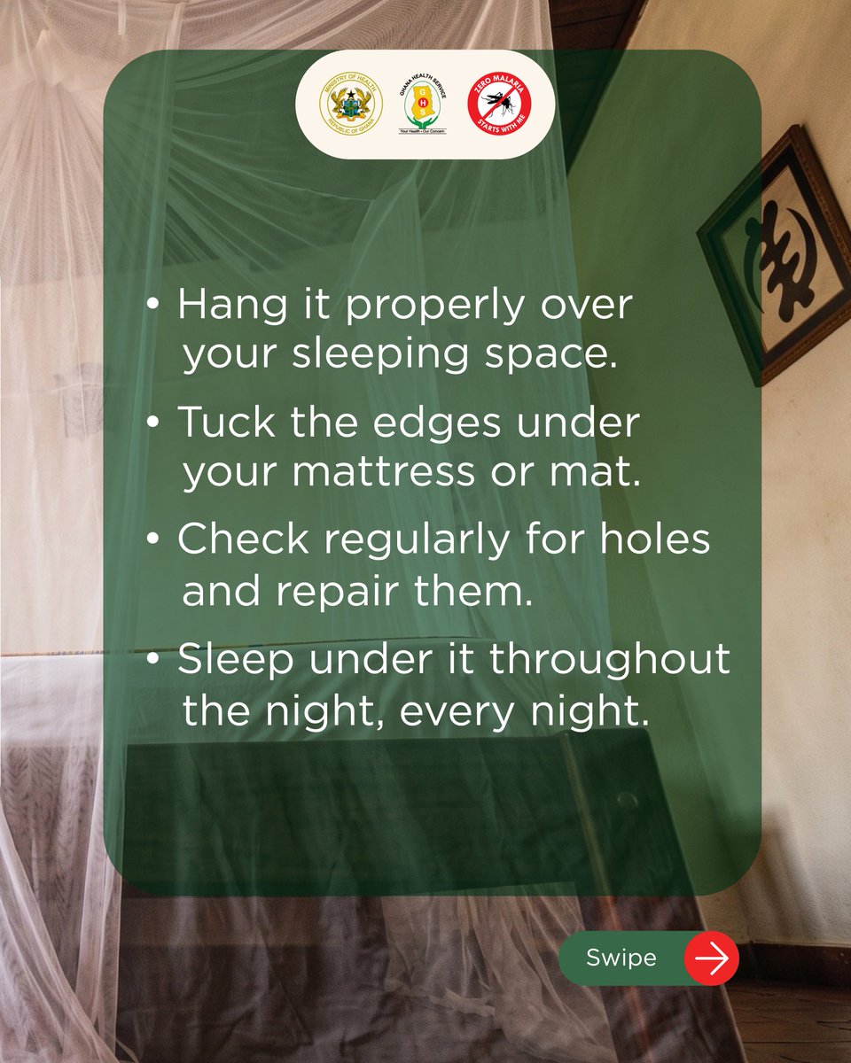 nmepgh's tweet photo. Your mosquito net is one of your strongest defences against malaria. 🦟🛏️

But how you care for it matters!

From washing and drying to proper handling, taking good care of your insecticide-treated mosquito net helps it remain effective for longer. https://t.co/ZMw743F6O9