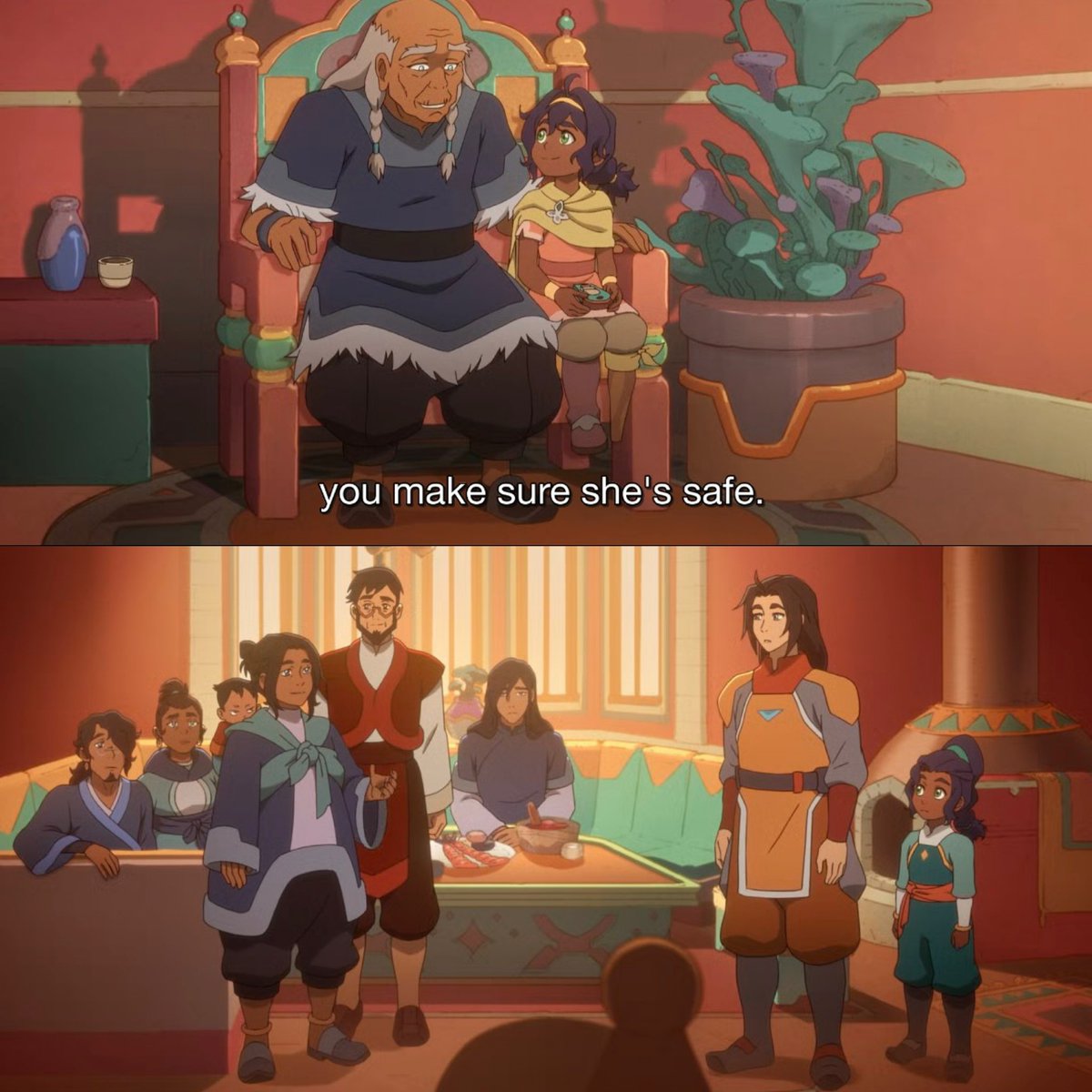 Kiminino72's tweet photo. Uki's grandpa wearing traditional Water Tribe garments caught me off guard. Does his family come from the Water Tribes, and how did that tradition survive the Cataclysm? https://t.co/AD0rSXU93G