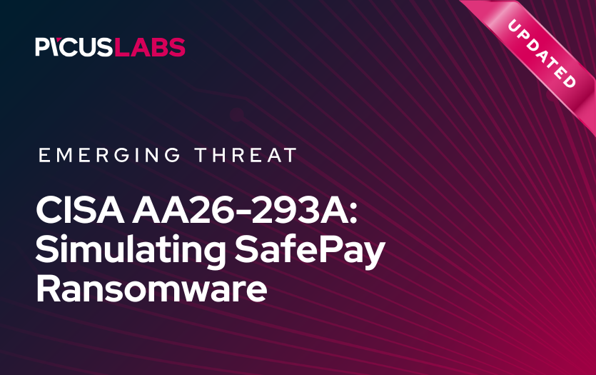 PicusSecurity's tweet photo. CISA warns about SafePay ransomware in advisory AA26-293A. The group has at least 600 victims. It often goes from first access to encryption within 24 hours. Read more: https://t.co/ZEpitbW2Wr #Ransomware #StopRansomware https://t.co/JfQCn9tYhe