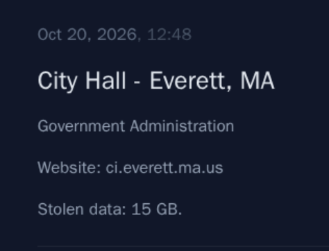 Comparitech's tweet photo. 🚨 The City of Everett 🇺🇸 has been added to the data leak site of ransomware gang Booba Project. 15 GB allegedly stolen.

The city confirmed its systems were impacted in an attack on September 6. It reopened to the public on September 21.

https://t.co/WtdLhV1rRH https://t.co/QZ6cW9JUmT