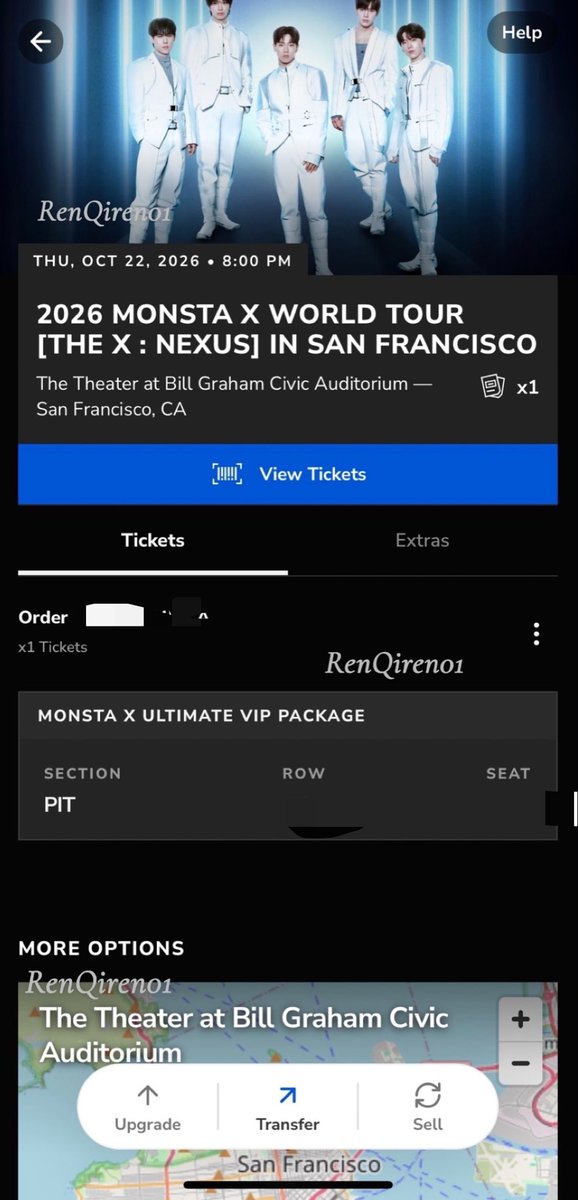 RenQiren01's tweet photo. WTS 1x MONSTA X VIP — San Francisco 🇺🇸
THE X : NEXUS World Tour | Oct. 22, 2026
ULTIMATE VIP Package | The Theater at Bill Graham Civic Auditorium

Open to reasonable offers.
Proof + FaceTime available.
DM if interested.

#MONSTAX #MONSTAXSF #MONSTAXVIP #WTS https://t.co/o4zXHb3rEB