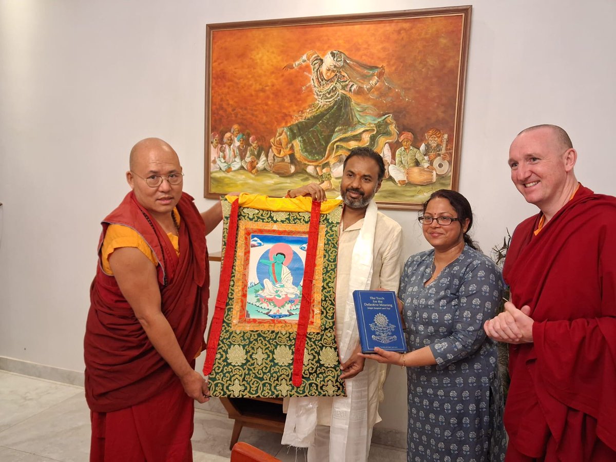 IndiainZimbabwe's tweet photo. H.E. Ambassador @bramhaifs hosted Drupon Khen Rinpoche Karma Lhabu for dinner at India House, joined by a delegation from the Harare Buddhist Centre.

@MEAIndia https://t.co/vwWB9gPmKb