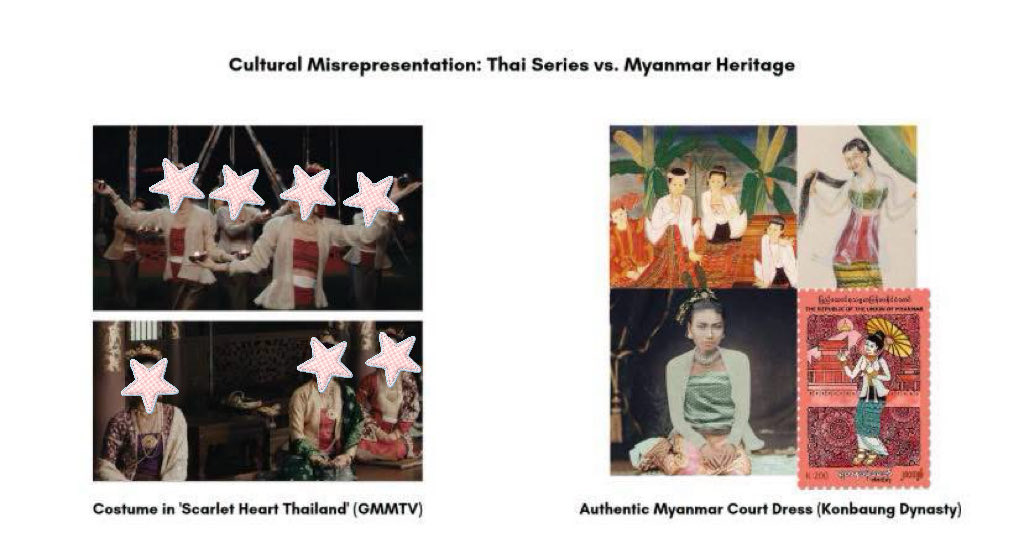 teezmyanmar's tweet photo. Although this page and the series are completely unrelated, as a Myanmar citizen and the admin of this page, I feel the need to speak up because the series has incorporated Myanmar traditional clothing and a cultural dance without seeking permission or properly acknowledging their origins.

A country’s unique cultural heritage should be respected and recognized as belonging to the people who have preserved it for generations.

1. Traditional Costume

The costume featured in this series appears to be based on traditional clothing from Myanmar’s Yadanabon Period (1859–1885), which spanned the reigns of King Mindon and King Thibaw.

The series is said to be set during the Lanna period in Northern Thailand, which predates the Yadanabon Period. Although Lanna and Myanmar have historical connections, and their cultures may have influenced one another, the costume used in this series is identifiable as traditional attire associated with Myanmar’s Yadanabon Period.

Historical cultural connections should not be used to justify presenting another country’s distinctive traditional clothing without proper acknowledgment or respect for its origins.

2. The Candle Dance

The dance featured in the series resembles the traditional candle dance of the Rakhine people, one of Myanmar’s ethnic groups.

The Rakhine candle dance is part of Myanmar’s cultural heritage. Given the distinct geographical and cultural backgrounds of Rakhine State and Northern Thailand, the use of this dance in the series raises concerns about the appropriation of Myanmar’s cultural traditions without proper acknowledgment.

A Request for Cultural Respect

If we value and take pride in our own country’s traditional clothing, dances, and traditional foods, we should also respect those of other nations.

We respectfully ask the production team to acknowledge the origins of the cultural elements used in this series and to treat Myanmar’s cultural heritage with the respect it deserves.

Cultural appreciation should involve recognition, respect, and proper acknowledgment—not the use of another country’s cultural heritage without giving credit to its origins.

#RespectMyanmarCulture
#MyanmarTraditionalCostume @GMMTV