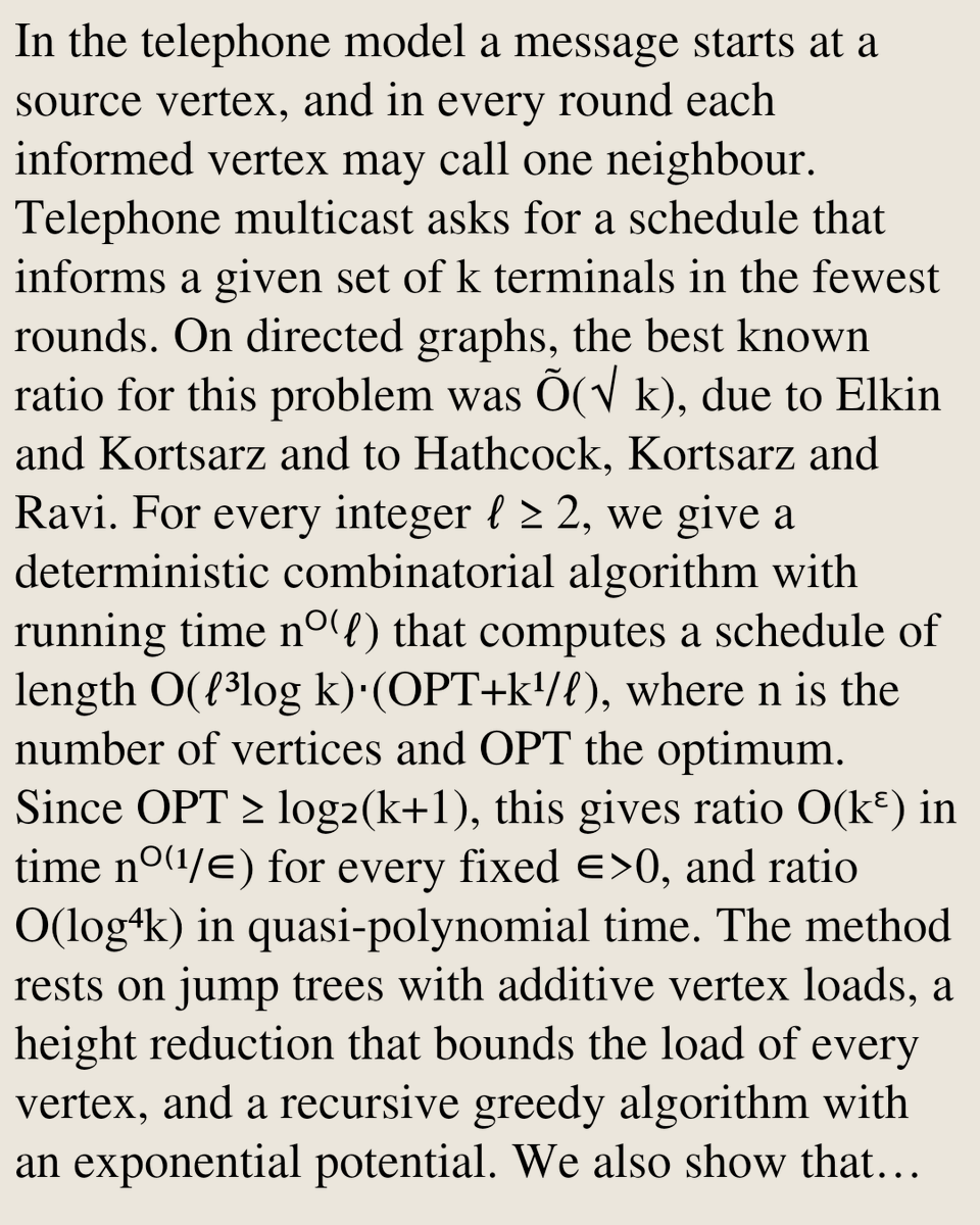 AlgorithmPapers's tweet photo. Approximating Directed Telephone Multicast

Shahin Kamali, Seyed-Mohammad Seyed-Javadi
https://t.co/nFWNPoVNI0 [𝚌𝚜.𝙳𝚂] https://t.co/cwu6z509hR