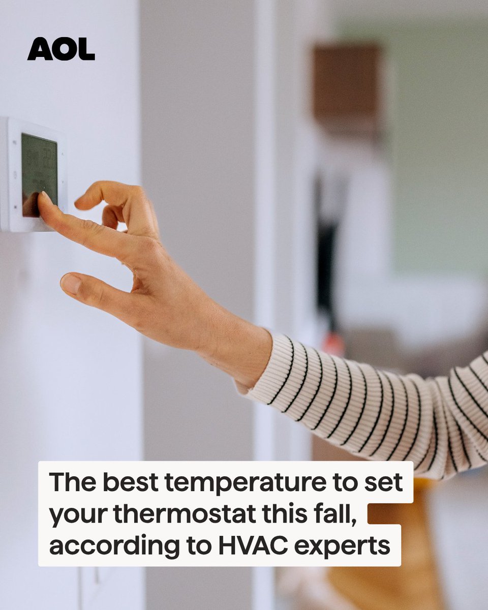 AOL's tweet photo. Fall weather can swing from warm and humid one day to chilly the next, which makes it tricky to know where to set your thermostat. HVAC experts are sharing the ideal temperature range for day, night and when you’re away, so you can stay cozy without sending your energy bill soaring. (Source: Real Simple)

🌡️ https://t.co/OR2UR2U9M9