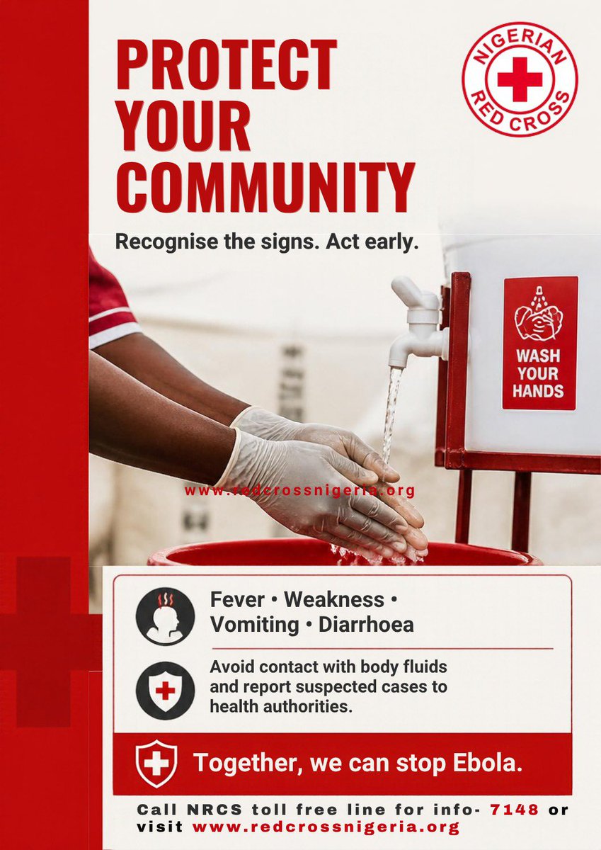 nrcs_ng's tweet photo. Behind every precaution is a life worth protecting. Stay informed, practise good hygiene and follow @NCDCgov guidance. Spread awareness, not fear. #EbolaAwareness https://t.co/RPZl6KtkEF