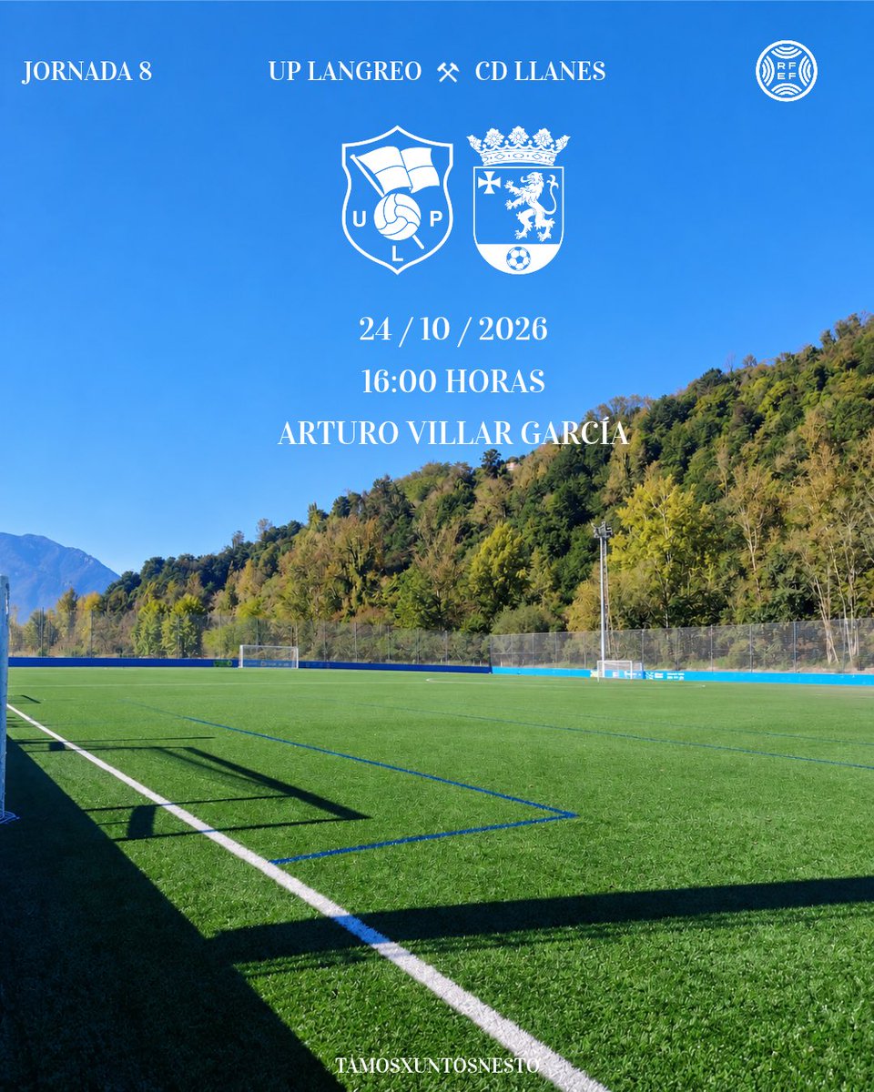 UPLangreo's tweet photo. ⚽️ ¡𝗡𝘂𝗲𝘃𝗮 𝗷𝗼𝗿𝗻𝗮𝗱𝗮!

📌 J8
🆚 CD Llanes
📆 24/10
🕓 16:00
🏟️ Arturo Villar García
📍Tudela Agüeria
🎟️ Adulto: 12€ | Sub25: 8€ | Sub17: 5€ | Infantil y socios: Gratis

🔵🔴#TamosXuntosNesto https://t.co/46NabX12aI