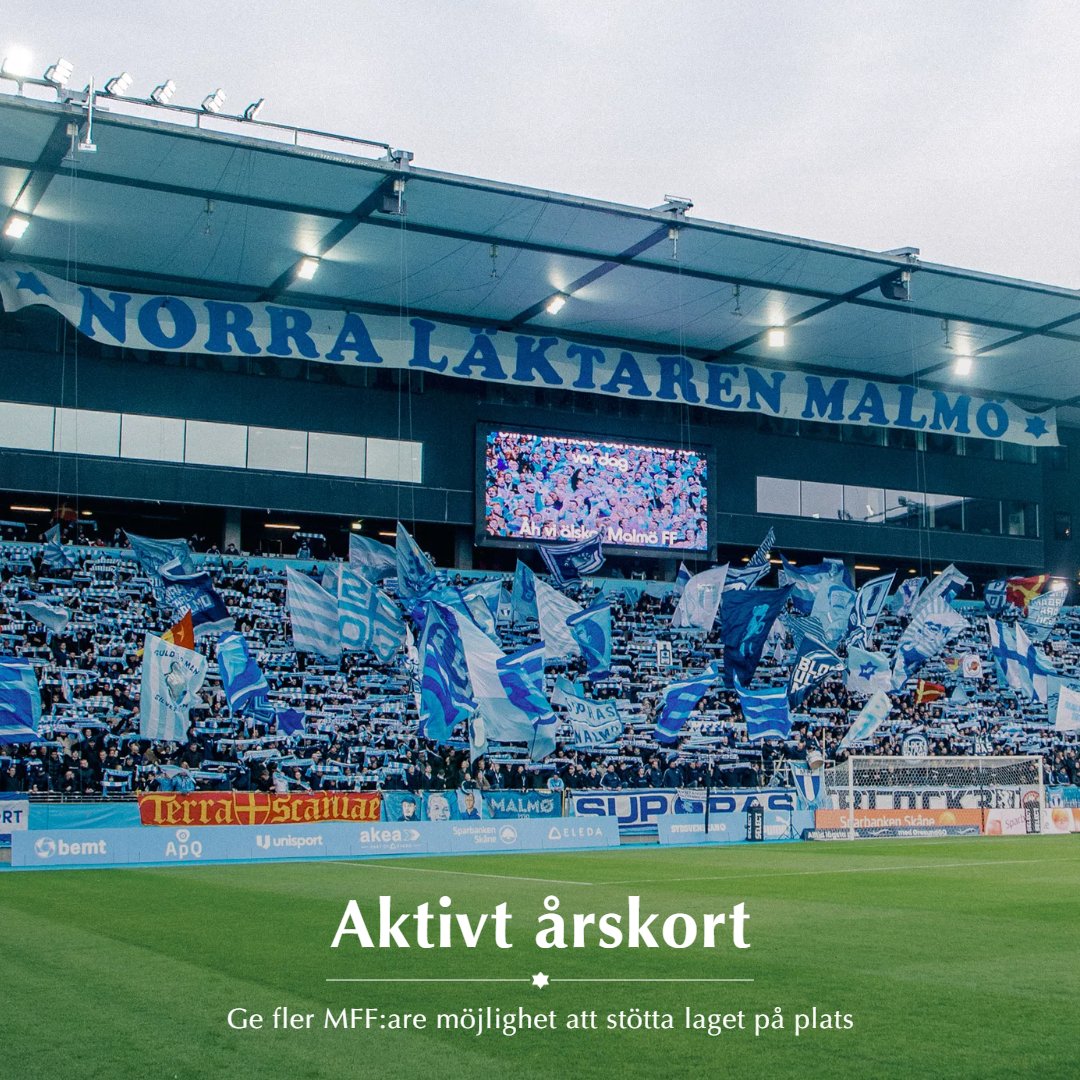 Malmo_FF's tweet photo. Ge fler MFF:are chansen att stötta laget på plats! Från och med säsongen 2027 inför vi principen om aktivt årskort och lanserar samtidigt fler funktioner för att dela din årskortsplats om du får förhinder.

🔗 https://t.co/TncLSfKRHi https://t.co/c6USEuplob