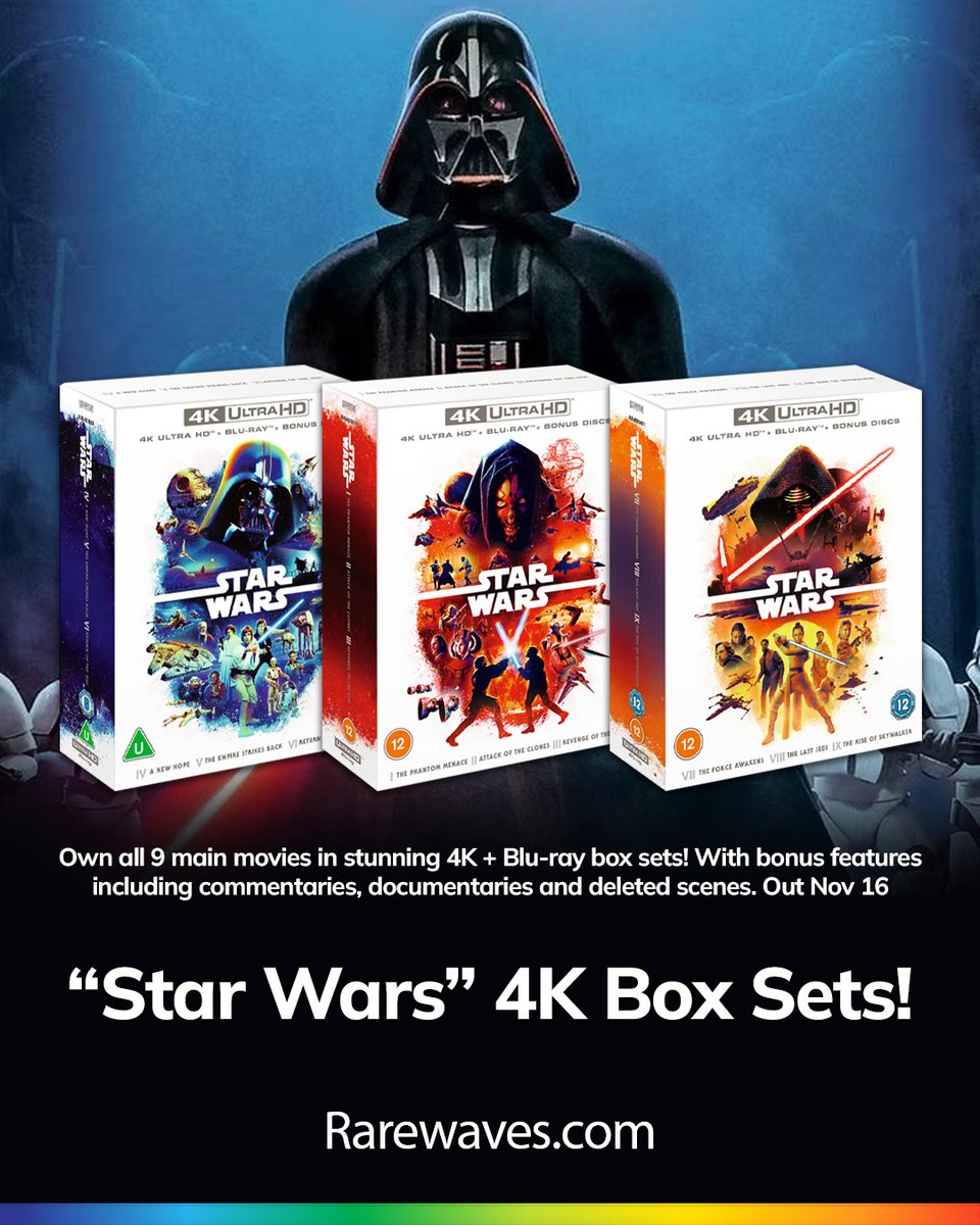 RarewavesCom's tweet photo. Nahhhh you've gotta get your hands on these!! 
👉 https://t.co/HTLafSr1Qk

MOVIES THAT DEFINED ERAS AND GENRES

🗡️ Rambo 4K box set
🌌 Star Wars 4K + Blu-ray box sets
👾 Alien Blu-ray box set
🔨 Thor 4K + Blu-ray box set

Pre-Order them all NOW

#Boxsets #MCU #Rambo #ActionMovies https://t.co/4vR8aOJPMW
