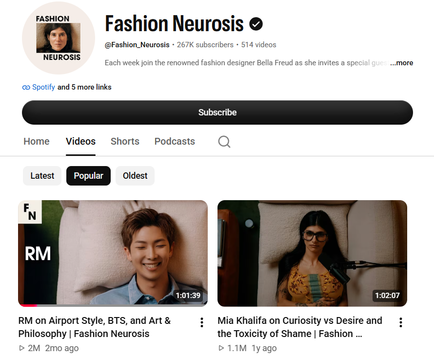 TanArchivism's tweet photo. oh RM's video on "Fashion Neurosis" is the most viewed one on the channel with 2M views 👀 an hour long video too, at the end of the day everyone loves to listen to him 🫠 https://t.co/xS931zpLAP