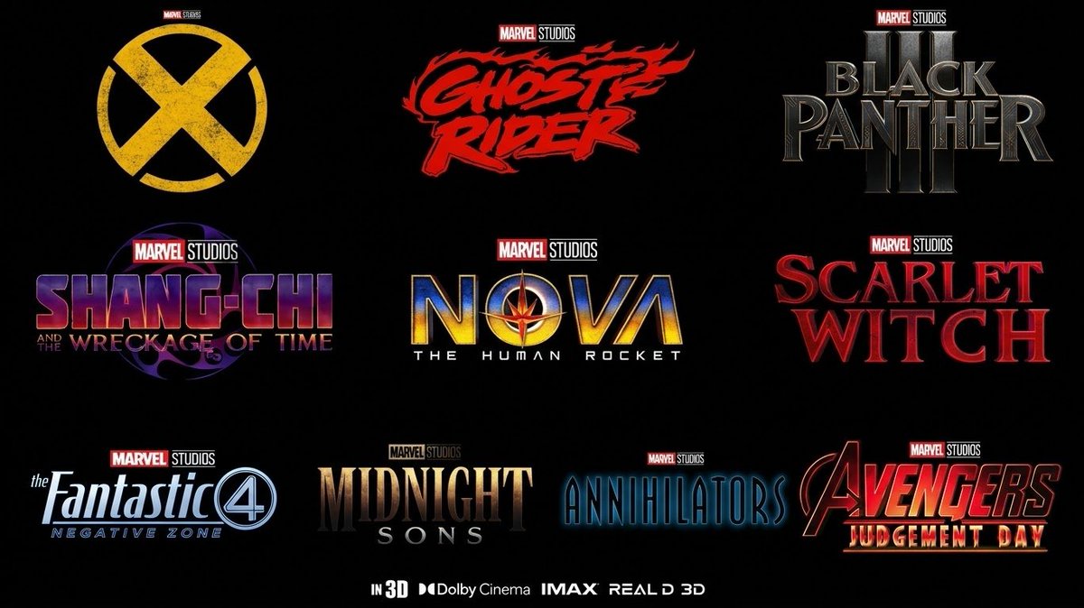PortGhostRider's tweet photo. 🚨#RUMOR: Vazou no Telegram uma SUPOSTA lista de filmes da Fase 7 da Marvel Studios:

São eles: 

X-Men 
Motoqueiro Fantasma 
Pantera Negra 3
Shang-Chi 2 
Nova
Feiticeira Escarlate 
Quarteto Fantástico 2
Filhos da Meia-Noite 
Aniquiladores 
Vingadores: Juízo Final https://t.co/9fLqZ6HGSh
