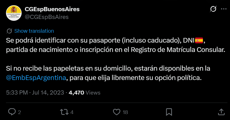 GuillermoRocaf1's tweet photo. #BRUTAL PUCHERAZO: El Consulado de España en BUENOS AIRES PERMITE VOTAR en URNA simplemente presentando una partida de nacimiento o la inscripción en el Registro de Matrícula Consular. Así se hizo en las Elecciones Generales del 2023 👇😱

Es decir, allí se vota presentando documentación española oficial que NO permite la identificación mediante una FOTOGRAFÍA contenida en un documento español, algo que está absolutamente prohibido en España 😡⚠️

Ah, también se puede votar con el Pasaporte CADUCADO ✅

Imagínate cómo será el VOTO por CORREO ... promovido por @sanchezcastejon 

https://t.co/gA54swqrLB