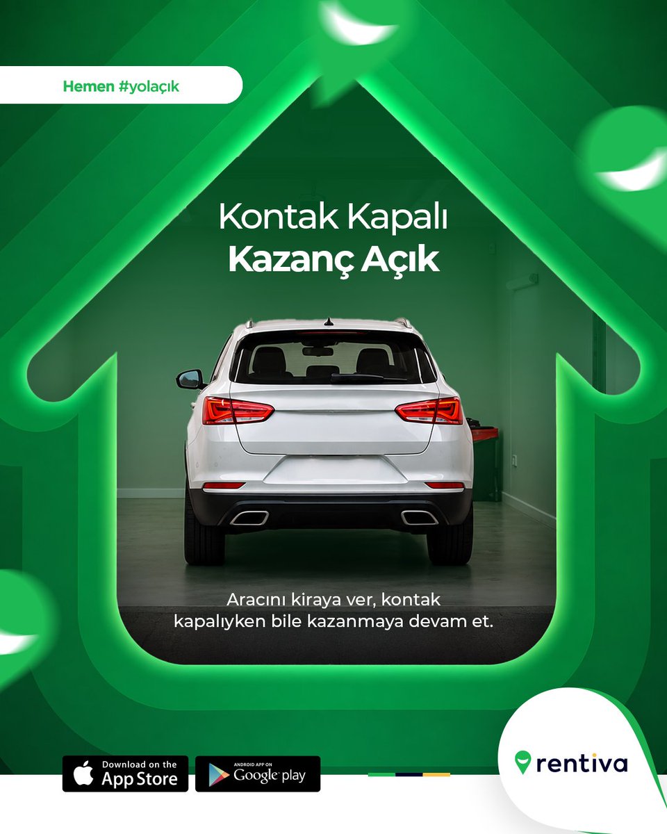 rentivacom's tweet photo. Araban garajda dinlenirken, sen kazanmaya devam edebilirsin. 🚗💚
Rentiva ile aracının boşta kaldığı zamanı değerlendir, park halini fırsata çevir.

#Rentiva #AraçKiralama #Yolaçık #KişidenKişiyeAraçKiralama https://t.co/aTJh6A3TLy