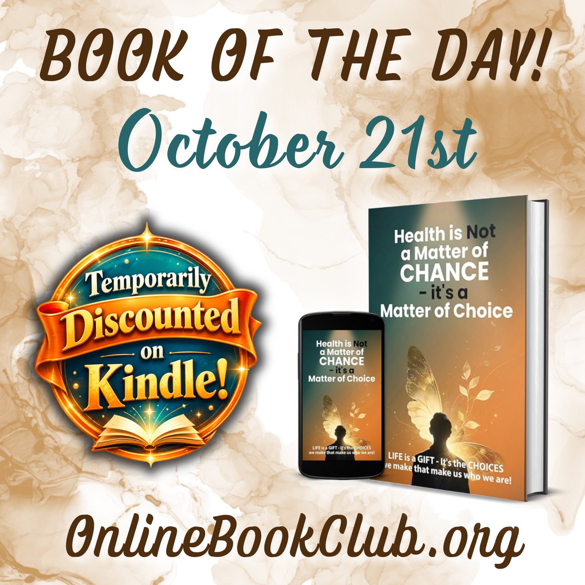 TwBookClub's tweet photo. Book of the Day, October 21st – Non-Fiction

Temporarily discounted to $2.99 on @Amazon Kindle and FREE via Kindle Unlimited! Get your copy below:

https://t.co/h3CG2bf41o

Health is Not a Matter of CHANCE - it’s a Matter of Choice by Melvin Tarry