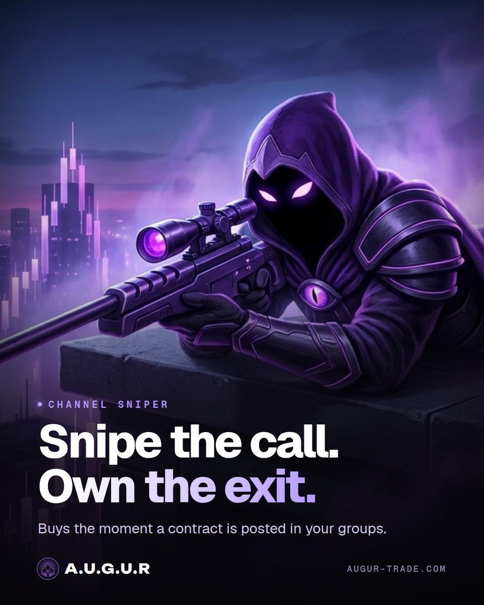 AUGURtrading's tweet photo. 🎯 Snipe the call. Own the exit.

Arm any Telegram group and A.U.G.U.R buys the moment a contract drops. Flip on Verify CA and every CA is checked on chain first: decoys, split-up and scrambled CAs get caught. Nothing fake gets past it.

https://t.co/sZUVwEPSv8 https://t.co/2xyGQ5QOor