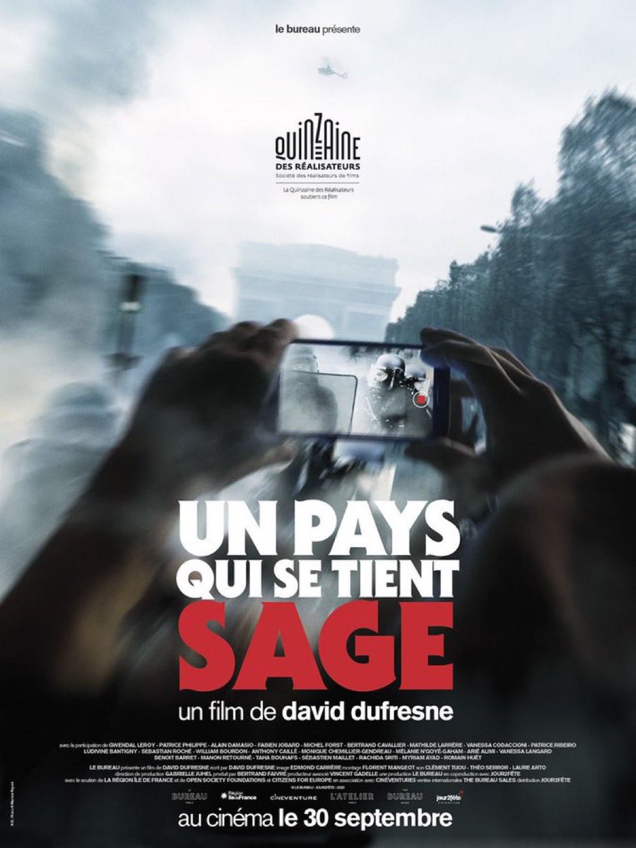 dailypop__'s tweet photo. ‘UN PAYS QUI SE TIENT SAGE’ (2020) de David Dufresne sera diffusé tous les jours au Reflet Médicis à partir du 21 octobre.

Documentaire sur les manifestations face aux injustices sociales, les Gilets jaunes, la transformation d’une police censée protéger les citoyens en police d’État, l’expérimentation dans les quartiers, les témoignages et preuves…
