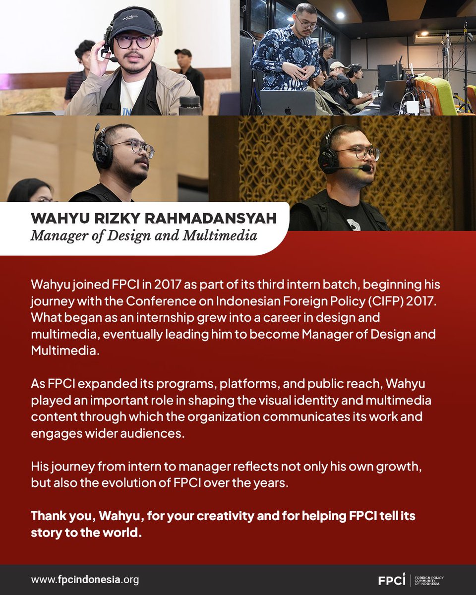 fpcindo's tweet photo. As three of our principals, Irfan, Andhika, and Wahyu, embark on new journeys, we honour their stories and thank them for the big part they played in FPCI’s journey. You may be moving on to new beginnings, but you will always be part of the FPCI family. https://t.co/5f3knpjs4m