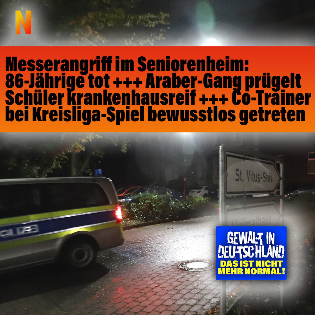 niusde_'s tweet photo. Messer-Angriffe, Vergewaltigungen und Tötungsdelikte sind inzwischen trauriger Alltag in Deutschland. NIUS dokumentiert den Wahnsinn, der sich in deutschen Städten abspielt, in einem ständig aktualisierten Protokoll.
https://t.co/vKTVsIiI2V https://t.co/YH15JhOIEB