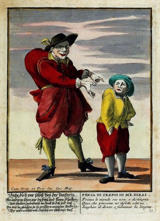 PublicDomainRev's tweet photo. Pages from a wonderful Italian book of proverbs made by the engraver and painter Giuseppe Maria Mitelli (1634–1718). More here: https://t.co/UpXuJ1DuqY https://t.co/mWAmFxiXEY