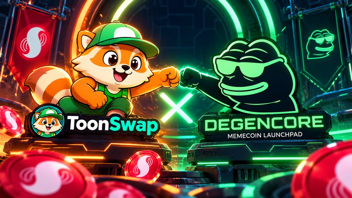 toonswapsupra's tweet photo. 🦝 TOONIES, MEET DEGENCORE! 🔥

We're excited to introduce DegenCore — our upcoming memecoin launchpad partner! 🚀

Built for the degen spirit, DegenCore aims to bring a new launch experience to the memecoin community.

And this is where things get interesting… 👀

💎 Memecoin launches
🤝 Community-driven growth
💧 Graduated tokens migrating to ToonSwap LP
🔥 A fee-sharing mechanism designed to bring additional utility to $TOON through token burns

We're building more than a launchpad connection. 

We're working toward a stronger link between launching memecoins, liquidity, and the ToonSwap ecosystem. 🦝💚

Follow our partner 👉 @degencorefun

DegenCore × ToonSwap. More details coming soon!

#DegenCore #ToonSwap #SUPRA #Memecoins #DeFi