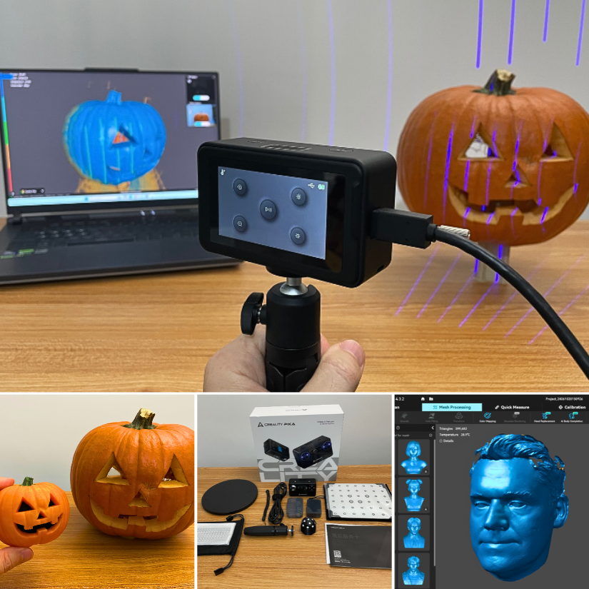 MaxFunkner's tweet photo. Creality Pika 3D Scanner hands-on review is live.
Blue Laser, Infrared, Wi-Fi, marker-free scanning, color mapping, face scans, and a carved pumpkin 🎃 turned into a multicolor 3D print.
https://t.co/ssPz7xmhoF
@Creality3dP #3DScanning #3DPrinting #Halloween https://t.co/2SXuXIqhRZ