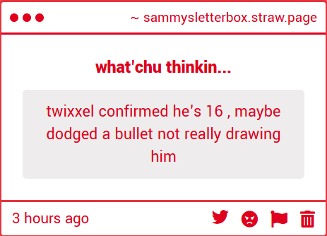 Sam_IsCool_'s tweet photo. him being just 16 makes things worse, especially how he was treated by the public. even so, openly hating someone is disgusting in my opinion, no matter if they are underage or not. it's a waste of energy for people who post it, and a waste of energy for those who receive it. + https://t.co/QW0yAqoWhW