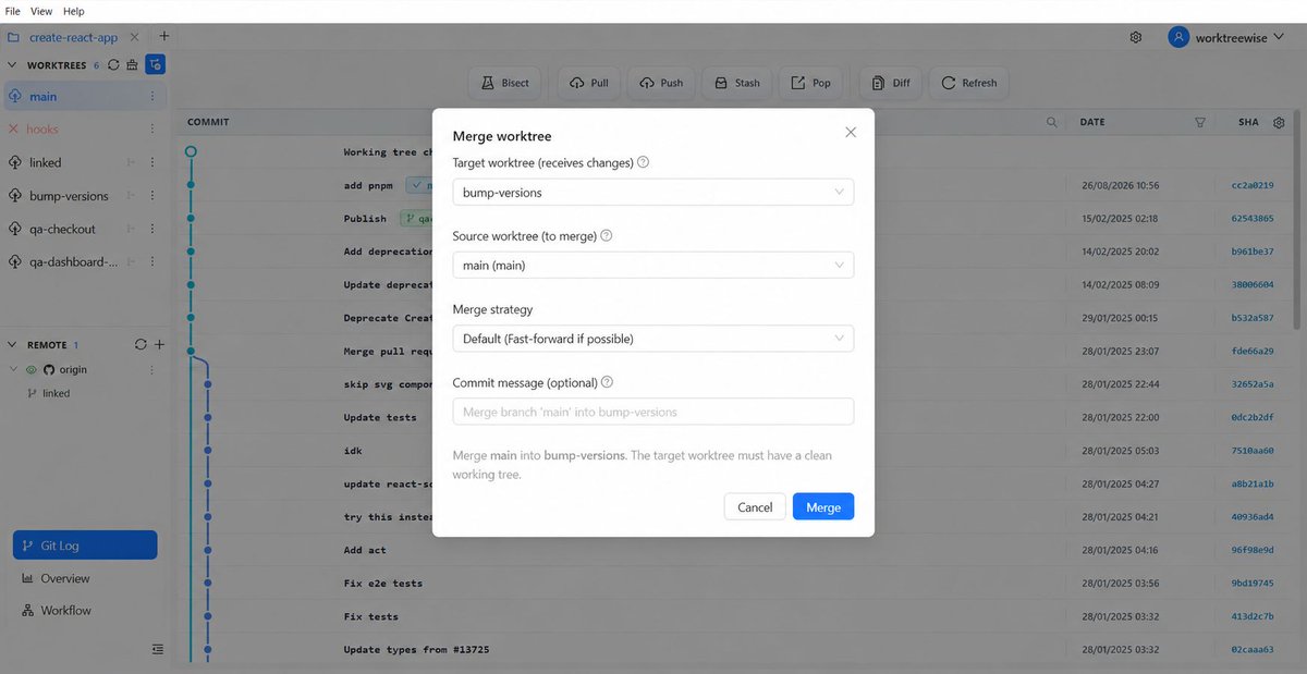 WorktreeWise_'s tweet photo. Merge conflict during hotfix deployment? Open the visual merge dialog in WorktreeWise to integrate your target branch cleanly.
https://t.co/HDeySd4ugb
#Git #CodeReview #WebDev https://t.co/wCpO6ghi32