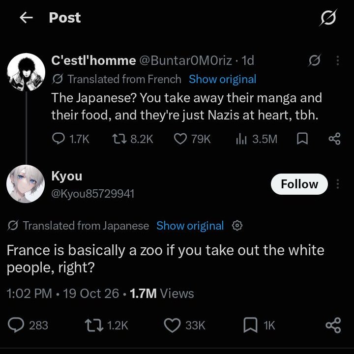 ChibiReviews's tweet photo. Holy shit man... seeing a race war between the French and Japanese thanks to the anime situation promoting violence https://t.co/yntJi0iRNj