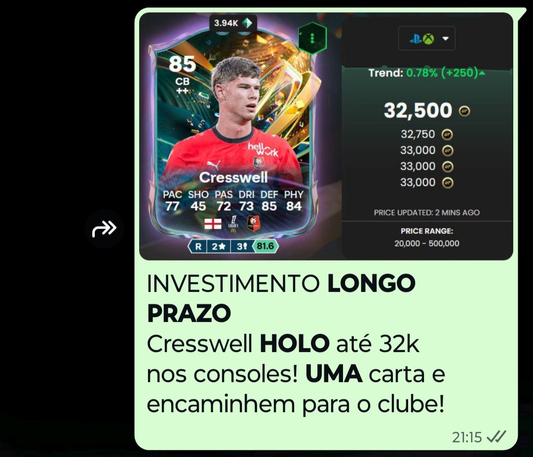 FabioZerbinatti's tweet photo. Cresswell DFG HOLO 💥🚀

#FC27 #EAFC27 #EAFC #FC27ultimateteam #UltimateTeam https://t.co/PfJDcAuNr3