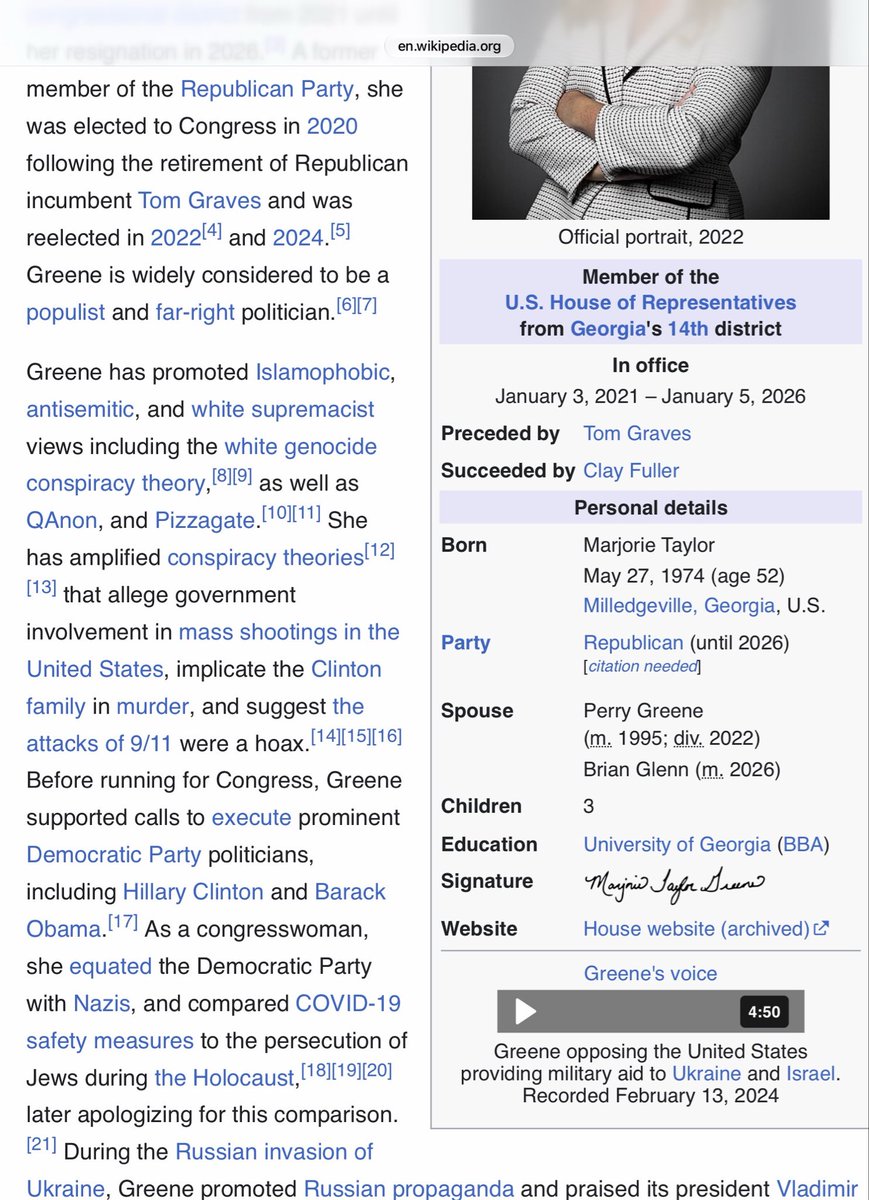 aundrelarrow's tweet photo. @OmarKelly It’s great that she is speaking freely now, but she has done unbelievable damage to the country.  Even a quick glance at her Wikipedia page is enough to dissuade me from sharing your point. BUT she very well may have a change of heart, and if that’s the case https://t.co/rfFnQv2wGo