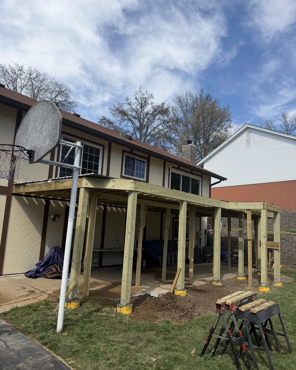 jensendecks's tweet photo. Every deck we build starts here: #1 grade pressure-treated framing on nine 6x6 posts, before a single board goes down. You never see it again, so it's where we take the most care.

Free estimates at https://t.co/UvCdxgFNl0
#STLDecks https://t.co/6BpWTtddDY